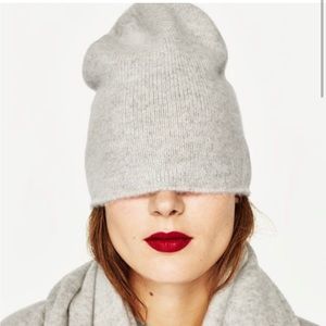 Zara Cashmere Beanie Light Grey